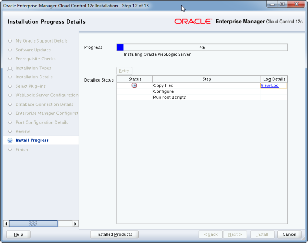 Installation Oracle Cloud Control 12c Schritt 12