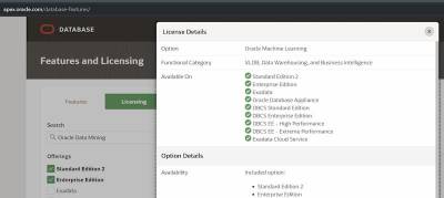  Oracle Machine Learning (formerly Advanced Analytics) now included in Se2 