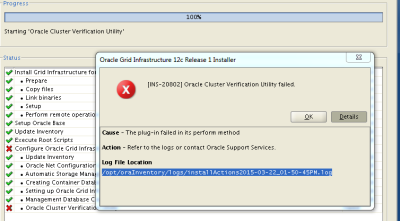  12c - Install Screen 19 - clufy Fehler