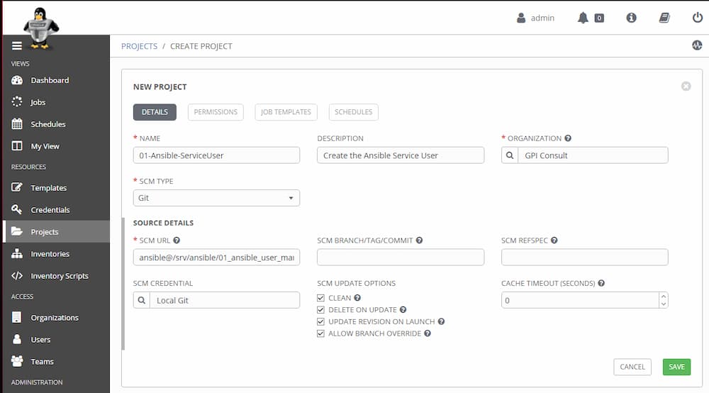  Ansible Projekt mit lokalen Git anlegen