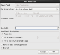 Physical LVM anlegen Schritt 2