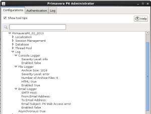 Primavera P6 Adminstrator Konsole Log parameter verwalten