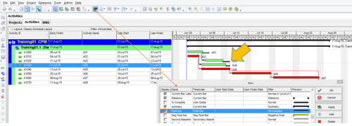  Free Float Anzeige als Balken im Gant Diagramm aktivieren - Oracle Primavera PPM Desktop 