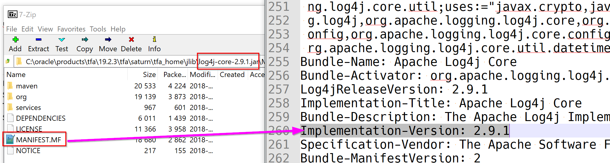  Log4J Version über das Manifest ermitteln